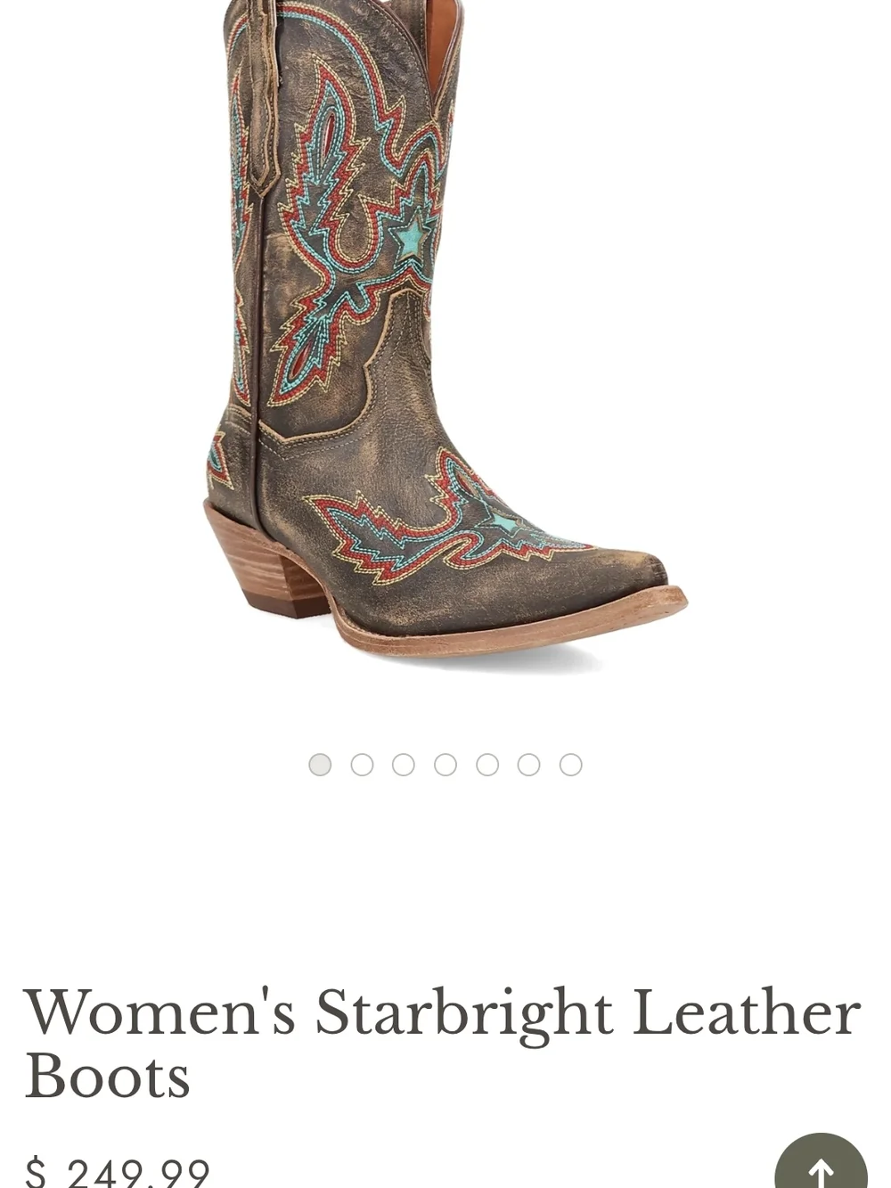 Dan Post Brown Leather Western Heeled Boots with Multicolor Embroidery - Picture 2 of 6